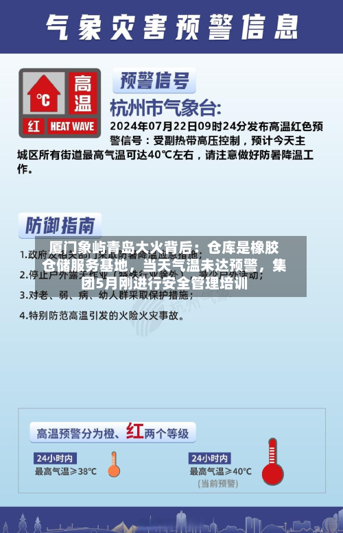 厦门象屿青岛大火背后：仓库是橡胶仓储服务基地	，当天气温未达预警，集团5月刚进行安全管理培训-第2张图片