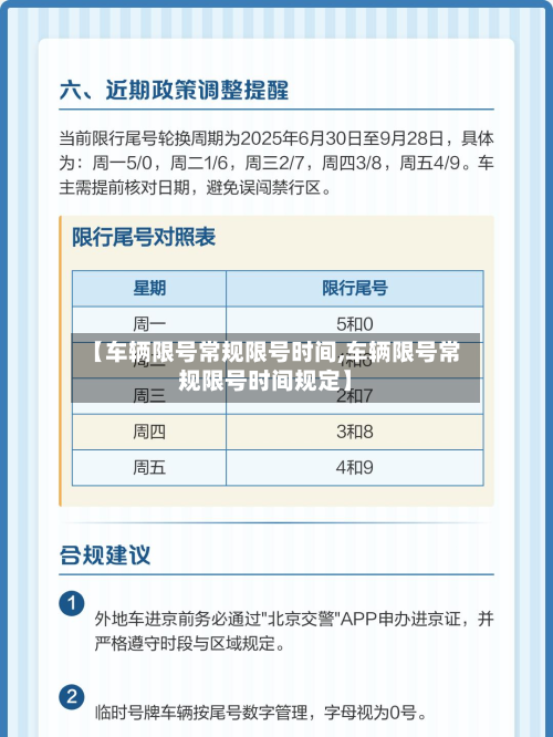 【车辆限号常规限号时间,车辆限号常规限号时间规定】