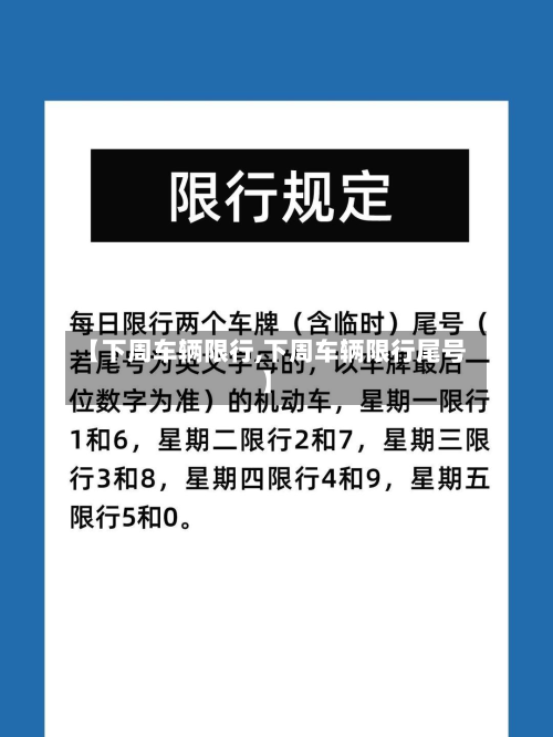 【下周车辆限行,下周车辆限行尾号】