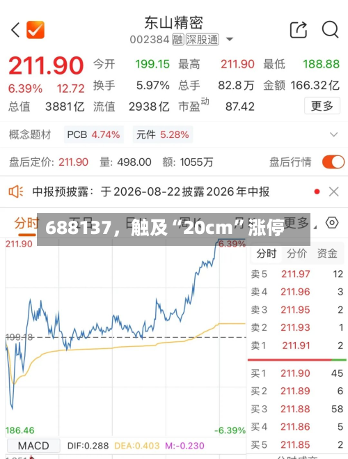 688137，触及“20cm”涨停-第1张图片