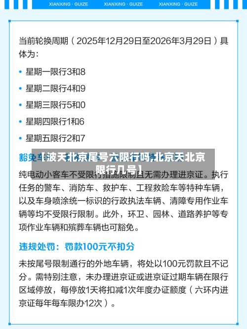 【波天北京尾号六限行吗,北京天北京限行几号】