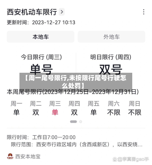 【周一尾号限行,未按限行尾号行驶怎么处罚】